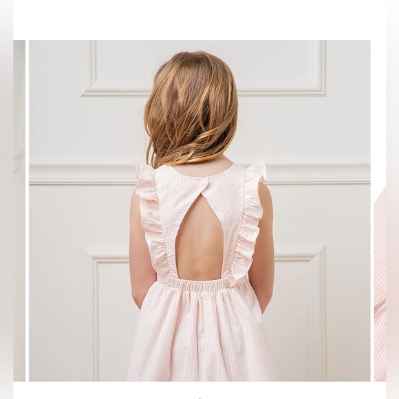 Hope&Henry Flutter Sleeve Organic Open Back Dress - Picture 6 of 7